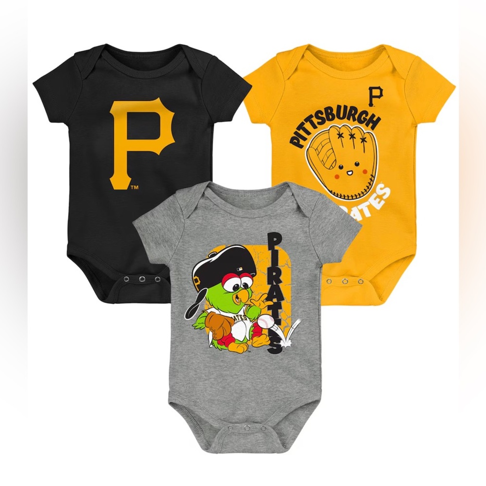 NWT 24M Pittsburgh Pirates Change Up 3-Pack Bodysuit Set